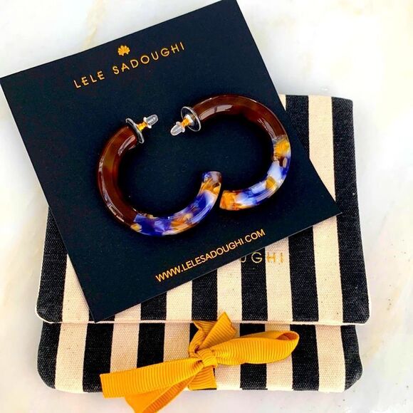 Lele Sadoughi Broadway Hoop Earrings, Hand-Swirled Acetate - Picture 1 of 8